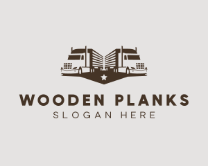 Hipster Trailer Truck Transport logo design