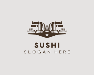 Hipster Trailer Truck Transport logo design