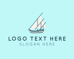 Boat - Caravel Ship Boat logo design