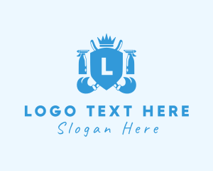 Sweeping - Cleaning Crown Shield logo design