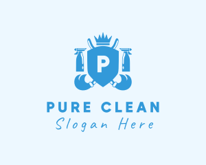 Cleaning Crown Shield logo design