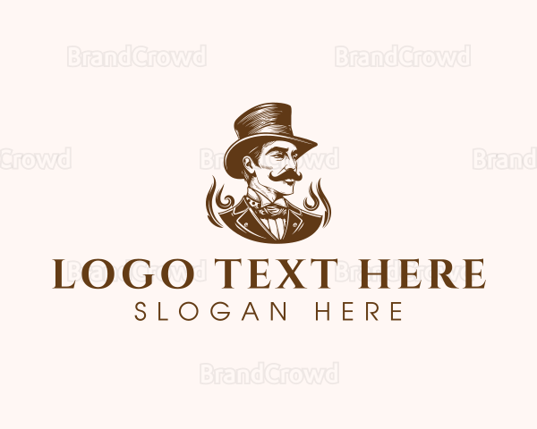 Mustache Hat Gentleman Logo