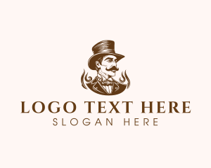 Mustache Hat Gentleman Logo