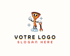 Cartoon - Cartoon Plunger Plumbing logo design