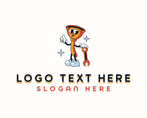 Cartoon - Cartoon Plunger Plumbing logo design