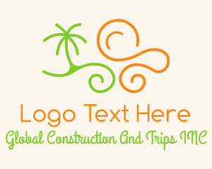 Palm Tree - Summer Beach Waves logo design