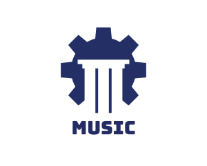 Architecture - Blue Cog Pillar logo design