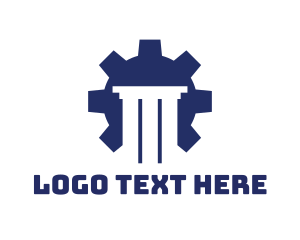 Negative Space - Blue Cog Pillar logo design