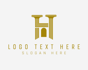 Luxury - Gold Pillar Architecture Letter H logo design