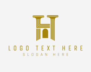 Pillar - Gold Pillar Architecture Letter H logo design