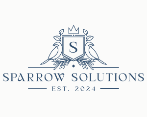 Sparrow Bird Shield Banner logo design