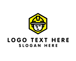 Hardhat Worker Construction Logo