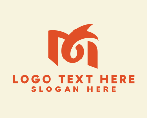 Orange - Elegant Ribbon Letter M Business logo design