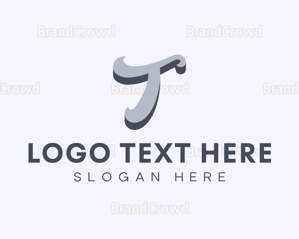 Modern Cursive letter T Logo