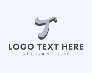 Online - Modern Cursive letter T logo design