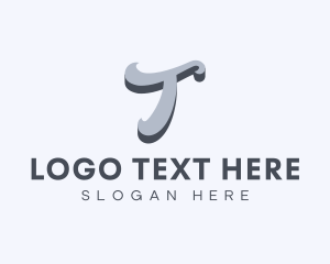 Modern Cursive letter T Logo