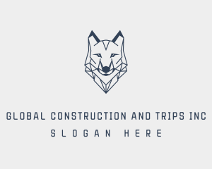 Hunting - Geometric Line Wolf logo design
