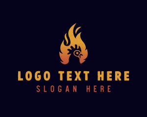Flaming - Chicken Flame Grill logo design