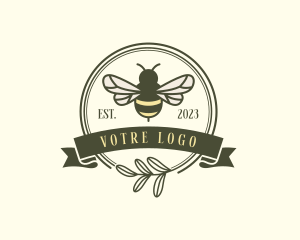 Ribbon - Natural Bee Leaf logo design