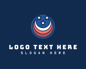 American - Crescent Stripe Stars logo design