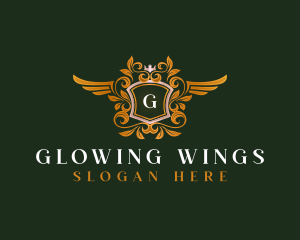 Crown Shield Wings logo design