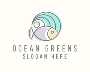 Fish Ocean Wave logo design