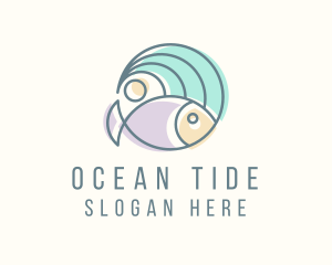 Fish Ocean Wave logo design