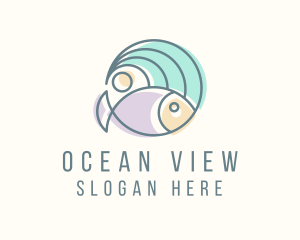 Fish Ocean Wave logo design