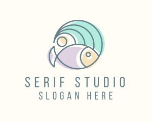 Fish Ocean Wave logo design