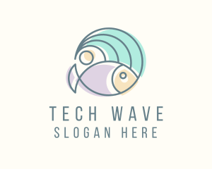 Fish Ocean Wave logo design