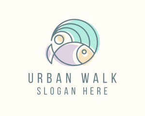 Fish Ocean Wave logo design