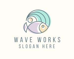 Fish Ocean Wave logo design