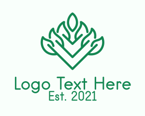 Symmetrical - Green Outline Plant logo design