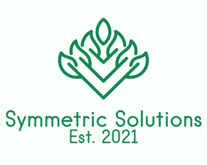 Symmetric - Green Outline Plant logo design