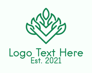 Natural - Green Outline Plant logo design