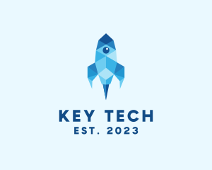 Geometric Tech Rocket logo design