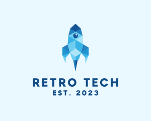 Geometric Tech Rocket logo design