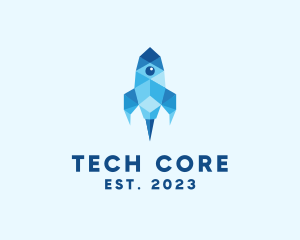 Geometric Tech Rocket logo design