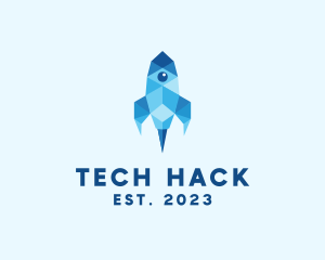 Geometric Tech Rocket logo design