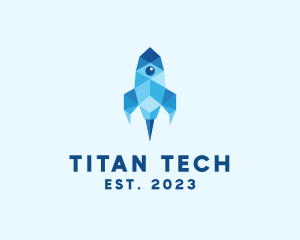 Geometric Tech Rocket logo design