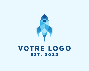 Blue - Geometric Tech Rocket logo design