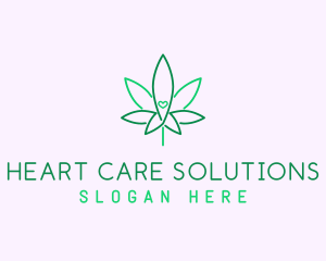 Minimalist Heart Cannabis logo design