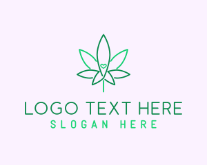 Lineart - Minimalist Heart Cannabis logo design