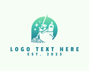 House Cleaning - House Sanitation Cleaning Bucket logo design