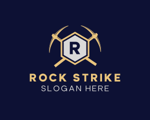 Pickaxe - Industrial Pickaxe Hexagon logo design