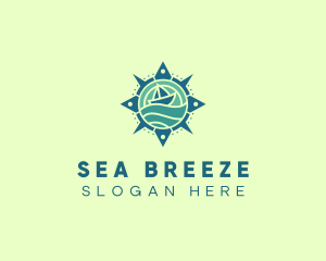 Sailboat Sea Compass Navigation logo design