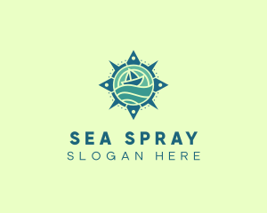 Sailboat Sea Compass Navigation logo design