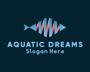 Aquatic Fish Ribbon logo design