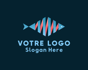 Market - Aquatic Fish Ribbon logo design