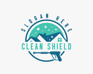 Sanitizing - Residential House Pressure Washer logo design